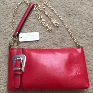 Red shoulder purse